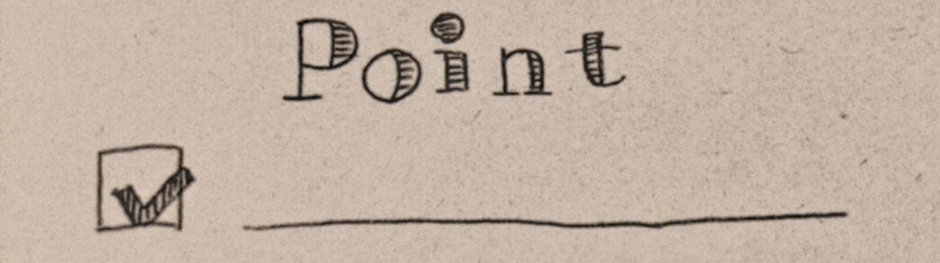 手書き風の「Point」とチェックボックスが描かれたノート風のデザインイメージ
